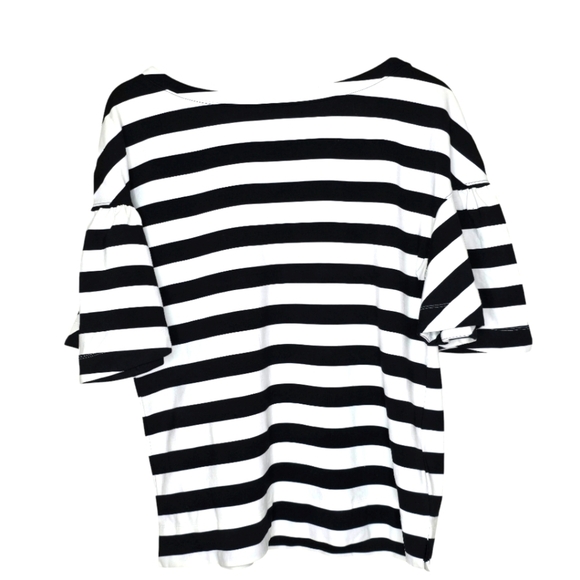 IMNYC Black and White Striped Blouse with Embellished Neckline Size L - Picture 2 of 8